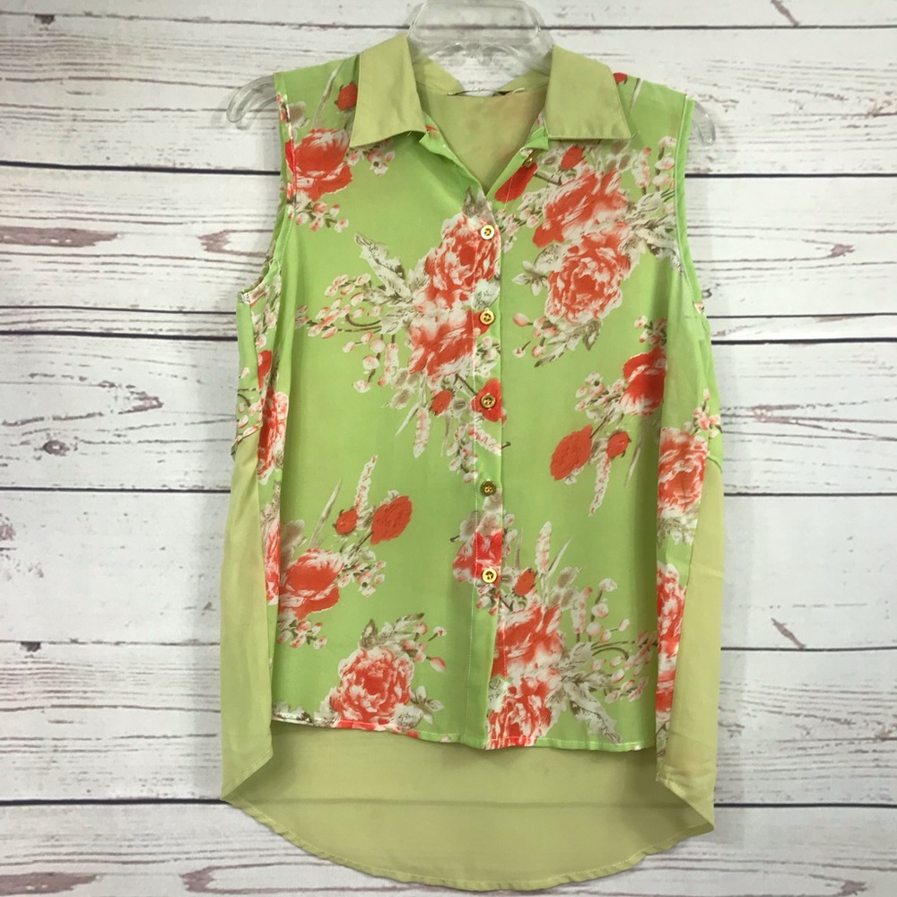 Moon River Light Green Floral Top
